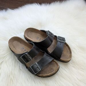 Birkenstock Birks Arizona Black Leather Sandals 38 / Women's 7